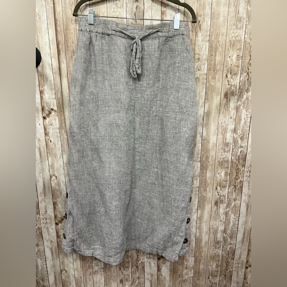 Tahari Gray Pencil Maxi Skirt‎ with Tie Front